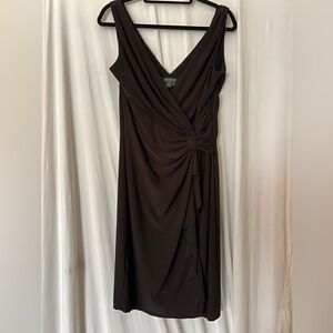 Ralph Lauren Black Draped V-Neck Maxi Dress